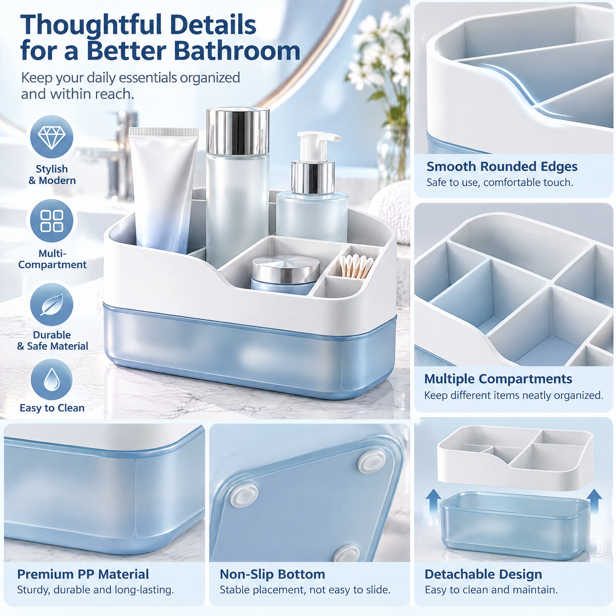 Bathroom Countertop Organizer - details