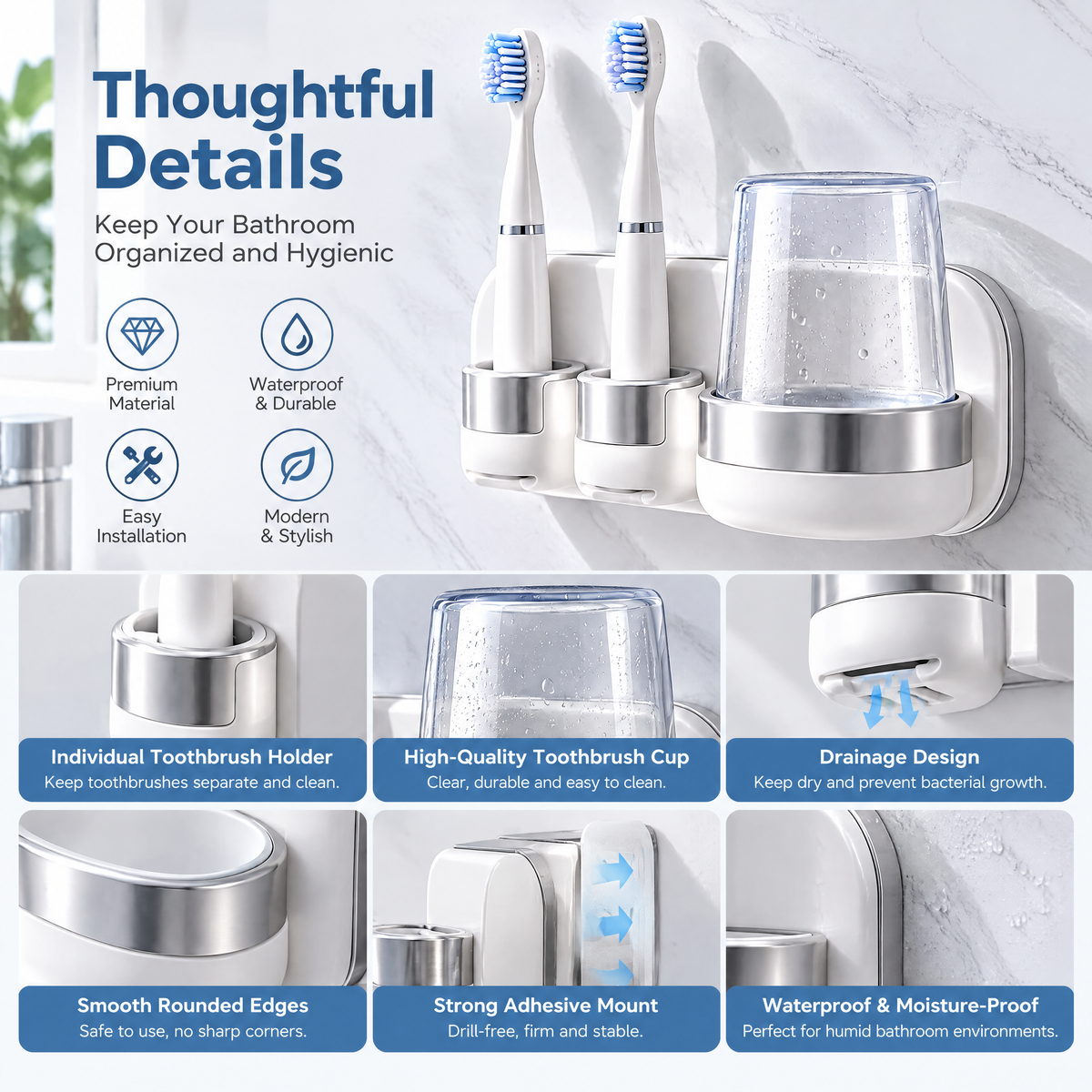 Toothbrush and Cup Holder - details