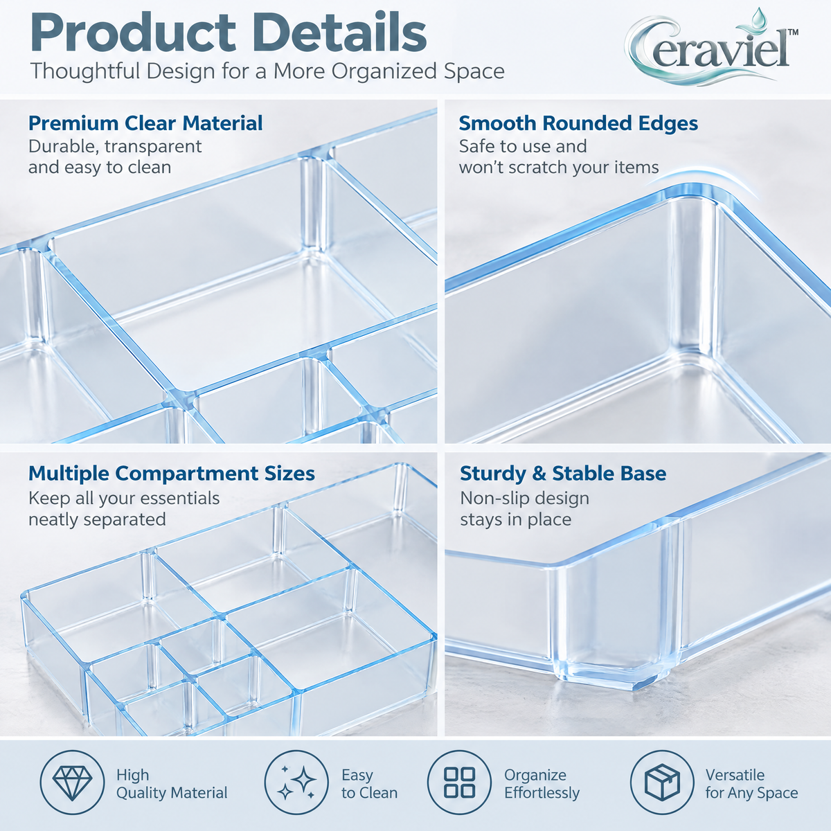 Bathroom Drawer Organizer - details