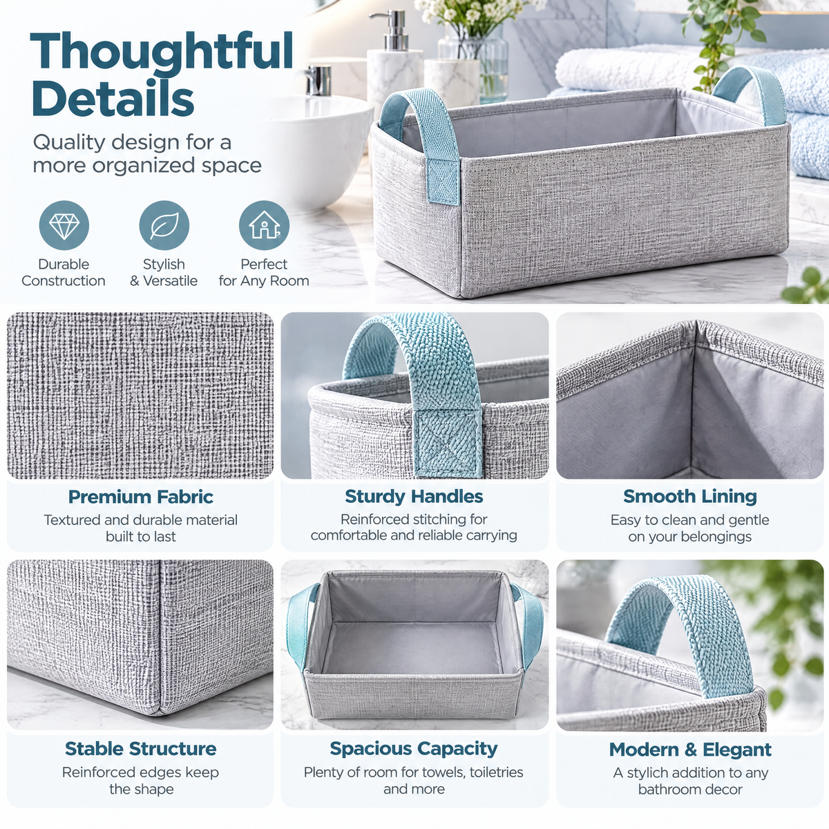 Bathroom Storage Basket - details