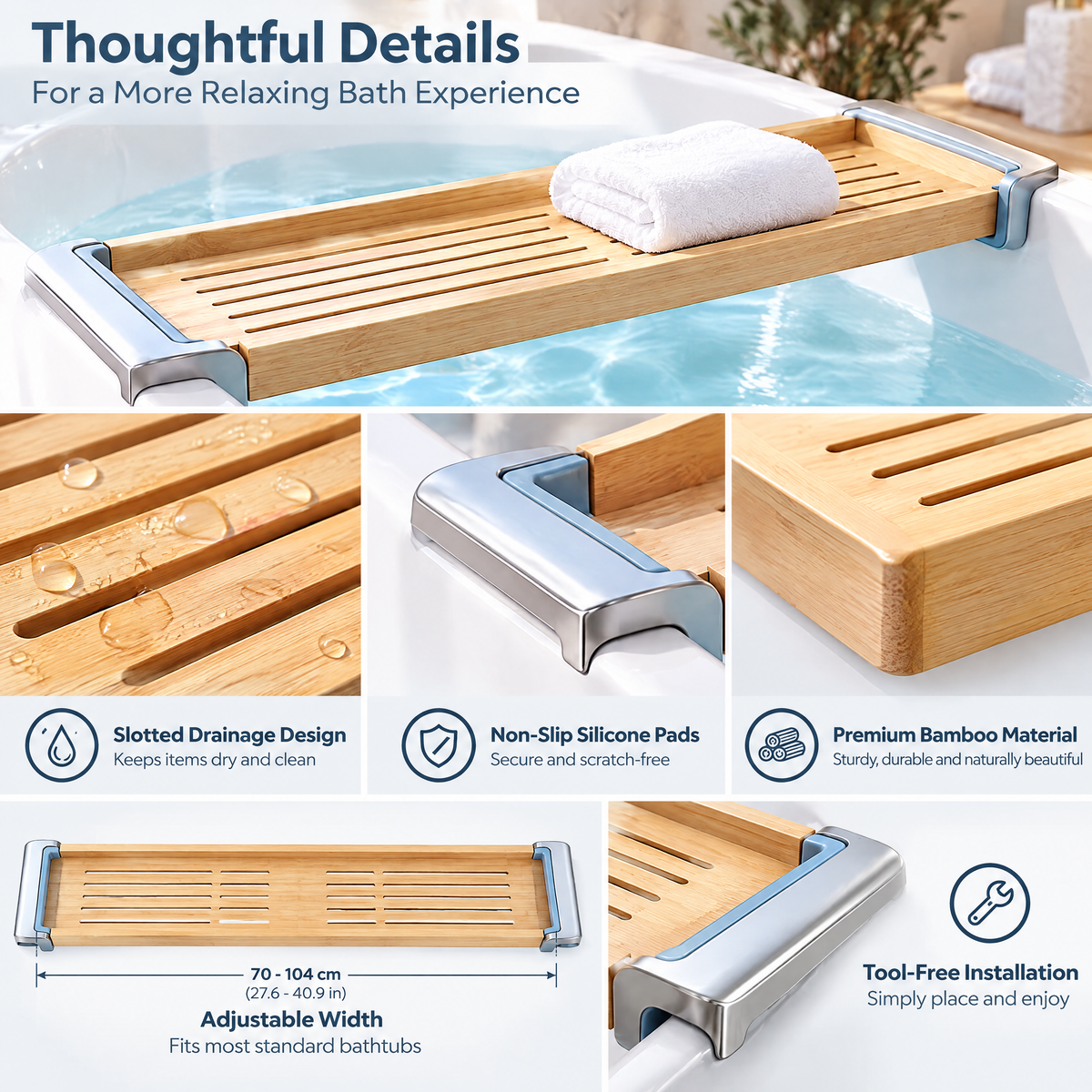 Bath Caddy Tray - details